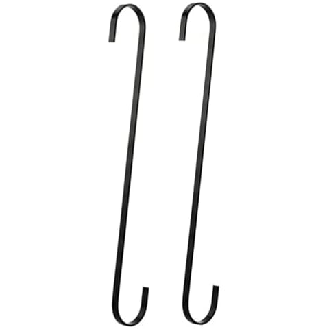 LuoQiuFa Extra Large S Shaped Hooks 16 inch,Heavy Duty Long S Hooks for Hanging Plant Extension Hooks for Utensils,Closet,Indoor Outdoor Uses(Black 2 Pcs) Cover