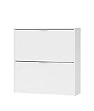 Habitdesign Zapatero 2 Puertas, Mueble Zapatero Estrecho, Acabado en Color Blanco, Medidas: 75 cm (Ancho) x 76 cm (Alto) x 22 cm (Fondo)