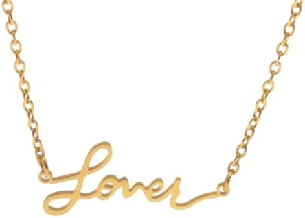 Gold Lover Word Album Singer Albums Art Hoe Harajuku Gift Bundle Charm Chain Costume Y2K Aesthetic Girls Womens Ladies Fashion Costume Choker Outfits Accessories Gifts Jewellery Necklace image 2