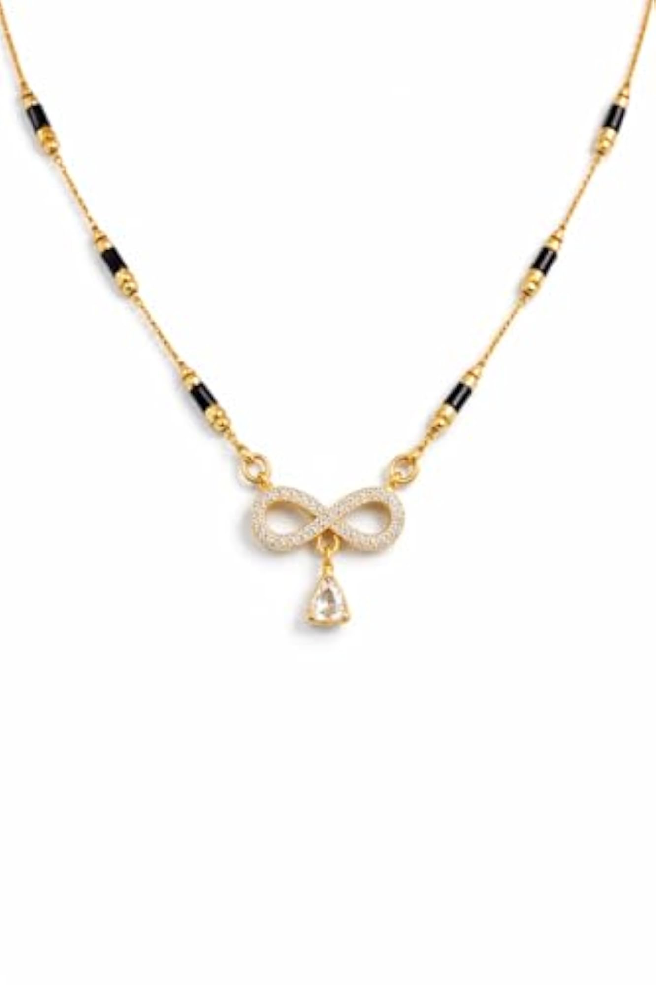 Aarikaa Infinity Gold Plated Mangalsutra Necklace with Teardrop Dangler