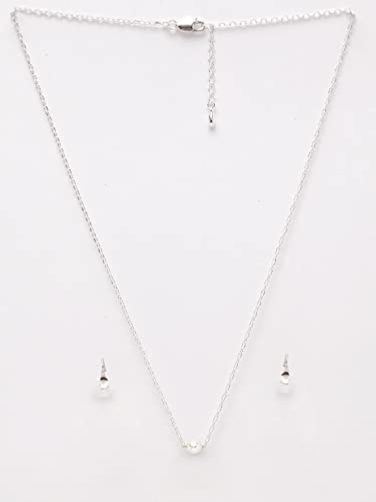 Women's Sterling Silver and Pearl Pendant Earrings Set