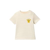 Borussia Dortmund Unisex Kinder BVB Baby T-Shirt, Emma Maskottchen Design, Gelb-weiß Gestreift, Bio-Baumwolle, Weiß, 74-80 EU