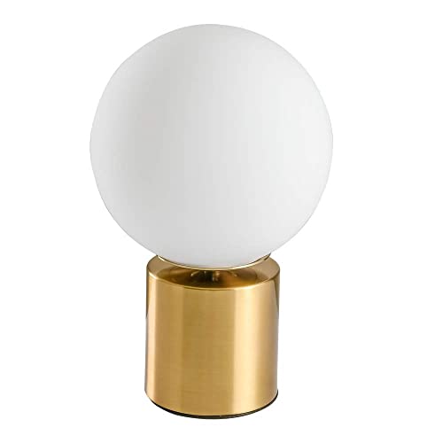 Sottae Modern Gold Globe Table Desk Lamp,Vintage Mid Century Desk Lamp With White Glass Shade Metal Base For Bedroom Bedside Lamp Living Room End Table #TOP3