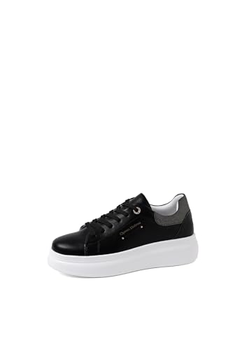 QUEEN HELENA Zapatillas de deporte de plataforma con plataforma casual para mujer X30-9, Negro , 37 EU