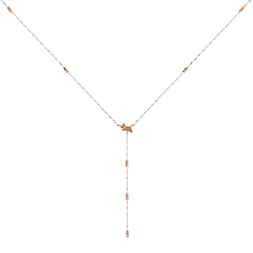 Image of RADLEY Ladies 18ct Rose Gold Plated Beaded Lariot Jumping Dog Necklace RYJ2393S