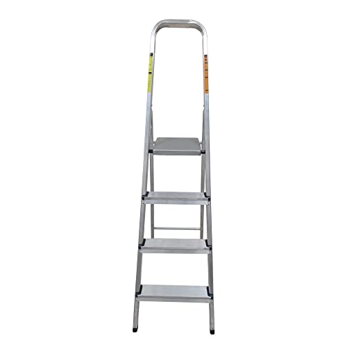 AAA SAFE Aluminium Ladder, Ultra-Stable Foldable Aluminium Ladder - 4 Steps