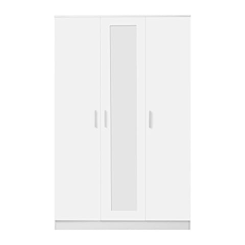 Reflect - 3 Door Mirrored Wardrobe in Gloss White/Matt White Cover