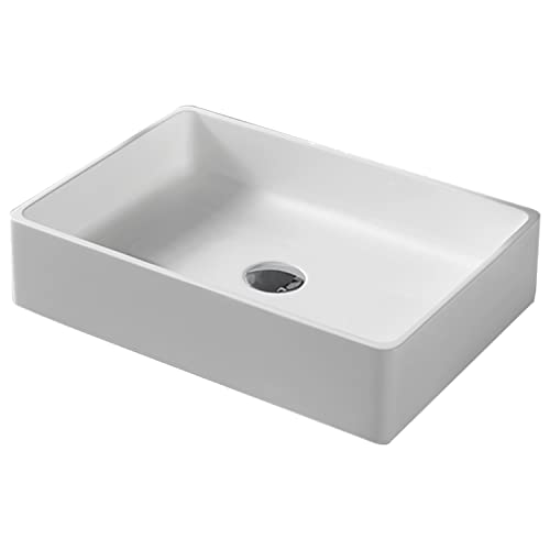 Saykiwi Rectangle Vessel Sink 22" X 14" White Bathroom Sink Above Counter Solid Surface Small Bathroom Sink Bowl #TOP2