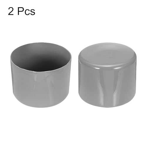 Image of uxcell 2pcs Rubber End Caps 55mm(2 3 /16 inch) ID Vinyl Round Tube Bolt Cap Cover Screw Thread Protectors Light Gray, 40mm Height