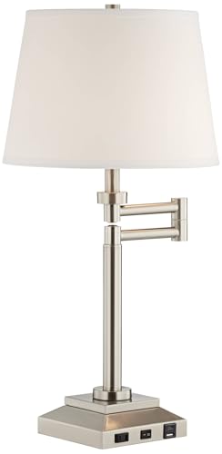 360 Lighting Camber Modern Desk Table Lamp Swing Arm with Hotel Style USB and AC Power Outlet in Base 29