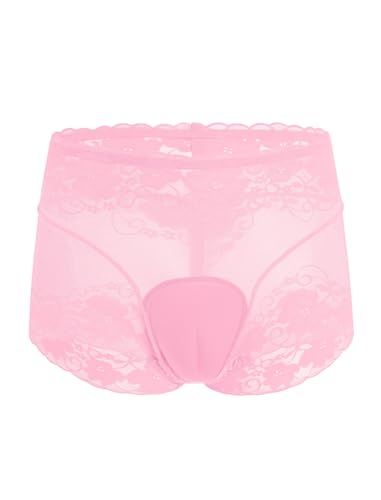 ABAFIP Men's Sissy Lace Panties Sheer Floral Lace Mesh Ruffle High Waist Sheer Briefs Underwear4