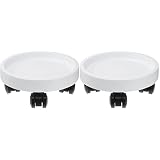 GANAZONO Potted Plant Stand of 2 8. 6 Inch White Planter Caddy with Wheels Round Planter Caddies wit
