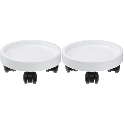 Ganazono Potted Plant Stand Of 2 8. 6 Inch White Planter Caddy With Wheels Round Planter Caddies With Wheel Resin Plant Caddy With Wheels Outdoor Round White Planter Planter Dolly #TOP4