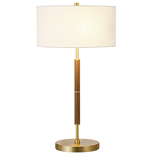 Image of Henn&Hart 25 inch Industrial 2-Light Table Lamp, Medium Oak