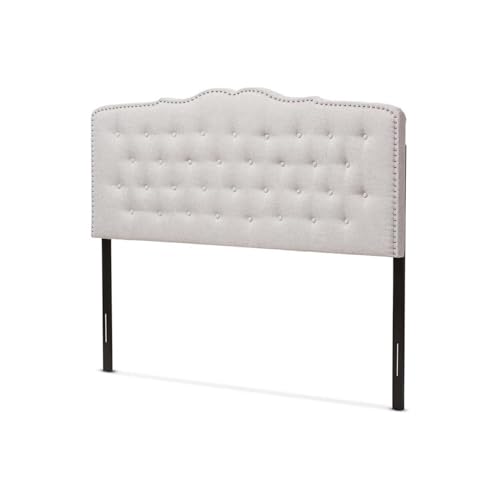HomeStock African Artistry Modern and Contemporary Upholestered Fabric with Button Tufted Headboard Queen/Greyish Beige