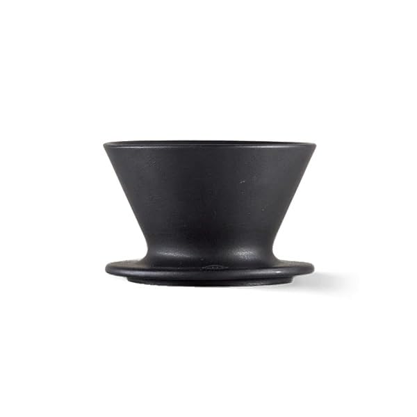 HMM Patio Coffee Dripper - Ceramic Pour Over Coffee Maker, Brews 1-2 Cups, Minimalist Aesthetic Design, Essential for Drip Coffee Lovers, SGS Certified - Black