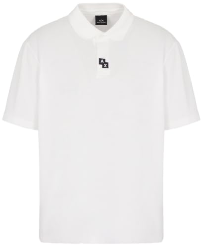 Armani Exchange Utitlity Edge, Sustainable, Embroidered Logo Patch Polo, Blanco Crudo, L para Hombre