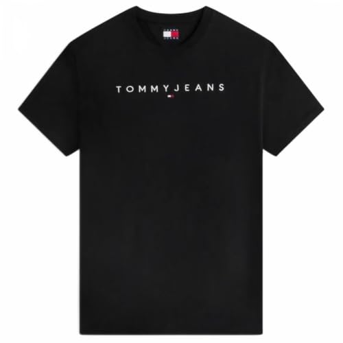 Image of Tommy Jeans Women’s Linear Logo Short Sleeve Cotton T-Shirt Black (Black)