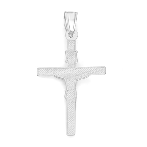 Generic Solid 14k White Gold INRI Crucifix Pendant - Religious Faith Cross Jewelry, Yellow3