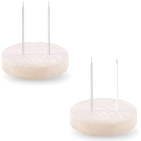 DAFURIET 2PCS Doll Stand Wooden Base for Crochet Potato Pickle Avocado Pineapple, DIY Crochet Doll Accesories Standing Base for Figurines Blind Box Holder Organization Display Round Base(2pcs) Cover