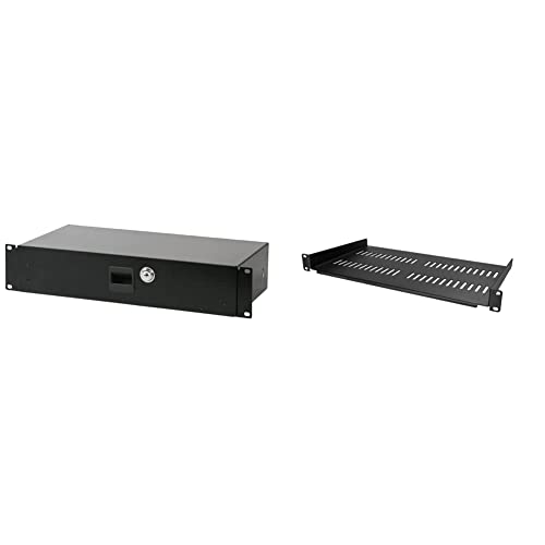 Pulse RD2S 19 Inches Locking Rack Drawer, 2U Short & StarTech.com 1U Server Rack Shelf - Universal Vented Rack Mount Cantilever Tray