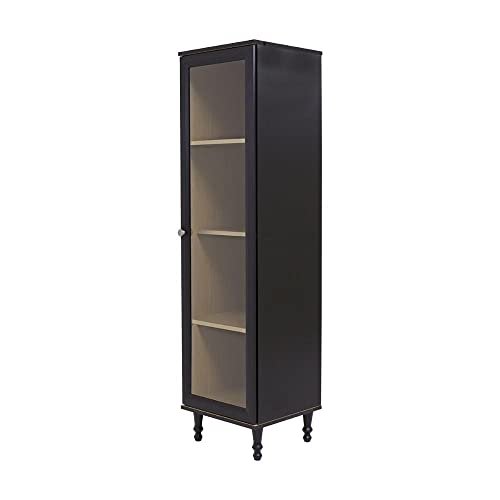 Cristaleira Estante Para Livros Ditália 1 Porta Vidro E-963 Cor:preto