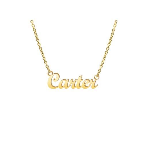 Ldurian Custom Name Necklace, Carter Name Plate Pendant Necklace Pre Gifts, Charm Necklaces Jewelry for Birthday Anniversary