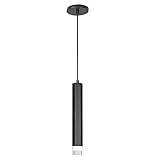 MOTINI 1-Light LED Pendant Light Adjustable Height Mini Modern Black Pendant Light Fixture for...