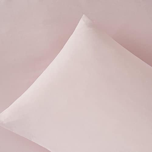 Brentfords Plain Dye Duvet Cover Quilt with Pillowcase Microfiber Bedding Set - Pale Pink, Double