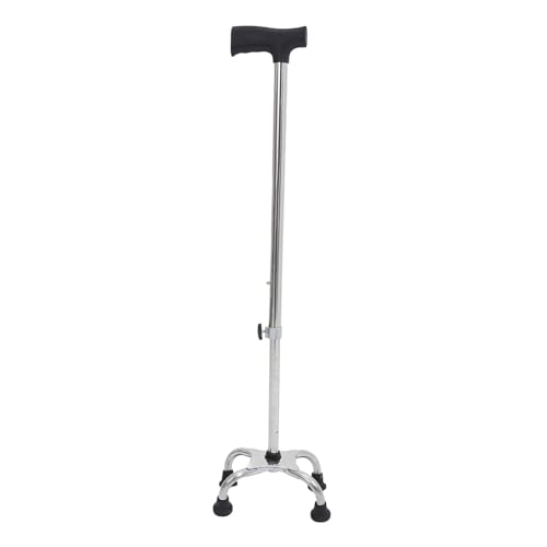 NULYLU Bastón Telescópico de Cuatro Patas Soporte Estable en ABS y Acero para Andar, Adecuado para Personas Mayores y Uso en Senderismo y Paseos