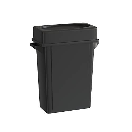 Krollen Industrial 16 Gallon Black Slim Jim Trash Can with Drop Shot Lid