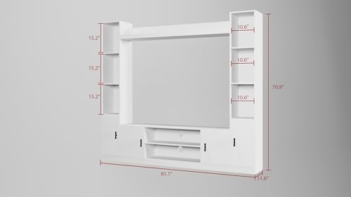 Image of Raywud Elavora Engineering Wood Floor Standing TV Entertainment Unit Set | TV Cabinet with Shelves for Books & D�cor Display Unit Bed Living Room | Ideal for TV Unit Upto 55 inch (Frosty White) | DIY