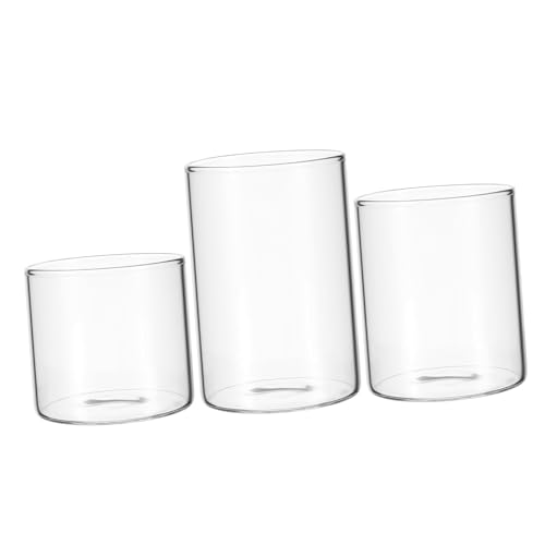 SEWOART 3 Piezas Vasos de Vidrio para Velas Aromáticas Portavelas Cilíndricos Transparentes Diseño y Elegante para Decoración de Bodas y