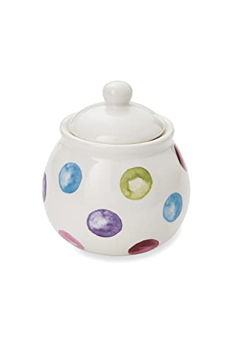 Cooksmart British Designed Sugar Bowl with Lid | Ceramic Sugar Pot with Modern Designs | Sugar Bowls with Lids Perfect for Any Kitchen - Spotty Dotty