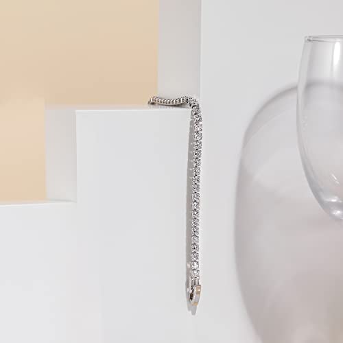 Mameloly 3mm Cubic Zirconia Classic Tennis Bracelet Silver Round Charm CZ Bracelets for Women Size 6.5-7.5 Inch2