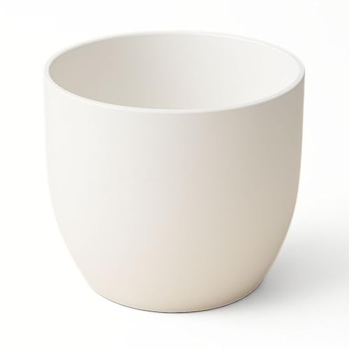 Macetero de PVC 20x22 cm | Maceta Decorativa para Plantas con Diseño Moderno y Ligero Ceramico | Ideal para Interior y Exterior, Jardín, Terraza o Balcón (BLANCO)