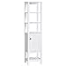HOMCOM Armario Alto de Baño Mueble Columna Moderno con 3 Estantes Abiertos 1 Puerta y Repisa Inferior de Almacenaje para Cocina Dormitorio 40x30x164 cm Blanco
