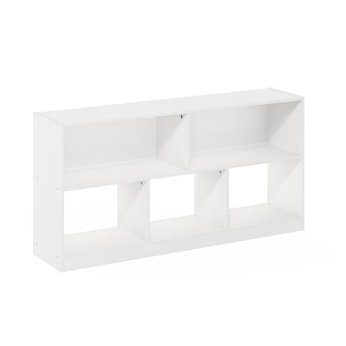 Image of Furinno DALY Book Shelf, 5-Cube Bookshelf, Horizontal Cube Storage Organizer Bookcase, 10.9 x 47.2 x 23.6, for Living Room, Bedroom, Home Office, White
