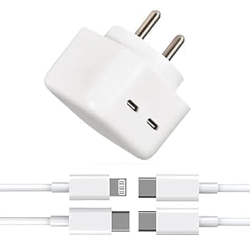 Image of Original 35W Power Adapter Charger Dual Port Adapter for iPhone 13 14 15 MFi Certified Dual USB C Power Adapter Charger Adapter with USB C to USB C & USB C to Mobile Charger (DEC119)