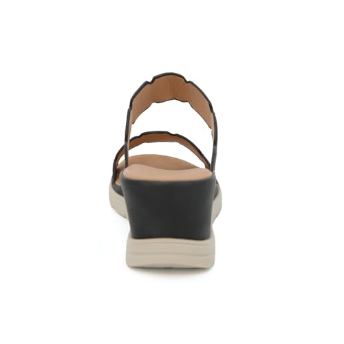 YOKI CRIMSON-09 Wedge Sandals For Women With Rhinestone Double Bands - Summer Sandal Slip-On Style, Comfortable Rhinestone Sandal For Women4