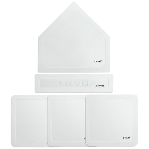 Cannon Sports Throwdown Base Set - 5pc Durable Rubber Home Plate, Pitcher's Mound & 3 Bases – Indoor Outdoor Base Set Perfect for Baseball, Softball, Kickball, Backyard Practice (White)