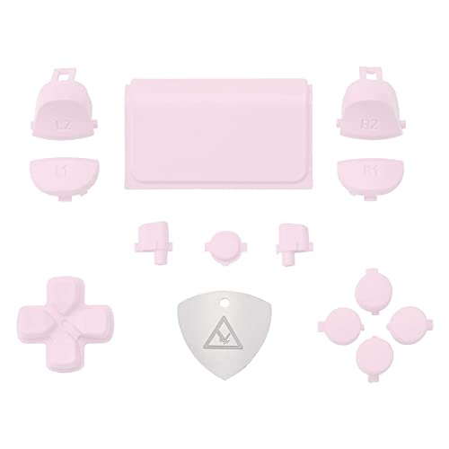 eXtremeRate Replacement D-pad R1 L1 R2 L2 Triggers Touchpad Action Home Share Options Buttons for ps4 Controller, Cherry Blossoms Pink Full Set Buttons Repair Kit for ps4 Slim Pro Controller