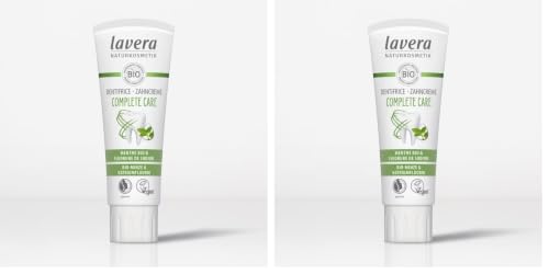 lavera Dentifricio Complete Care - Privo di biossido di titanio, 5 volte più protezione, menta biologica e fluoruro di sodio, vegano, 75 ml (Confezione da 2)