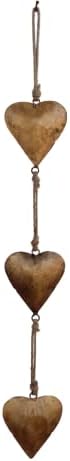 Mie Creations Vintage Metal Heart Wall Art | 3D Sign Hanging Love Symbol, Farmhouse Country Décor, Rustic Decorations for Home, Valentine's Day Decor Gift Him, Her- Golden 27'', Antique