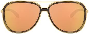 Oakley Women's OO4129 Split Time Aviator Sunglasses, Brown Tortoise Gold/Prizm Rose Gold Polarized, 58 mm