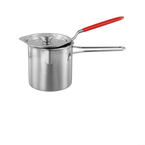 Olla multiusos de acero inoxidable con cesta para la cocina del hogar, 12 x 12,7 cm, olla plateada con asa para patatas fritas y verduras