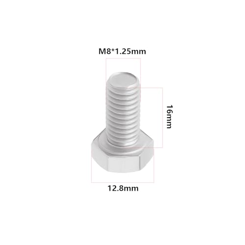 Image of 5Pcs Brushcutter Hex Bolts M8 X 1.25 Left Hand Thread 16MM Length Left-Handed Reverse Thread Hexagonal DIN933 Stainless Steel Bolts