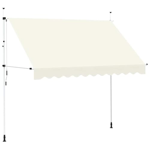 vidaXL Manual Retractable Awning - 300 cm Cream Outdoor Canopy, Weather with Adjustable Height & Angle, Easy Assembly
