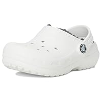 Crocs Kids Clogs, Classic Lined Clog T, White/Grey,8 UK Child