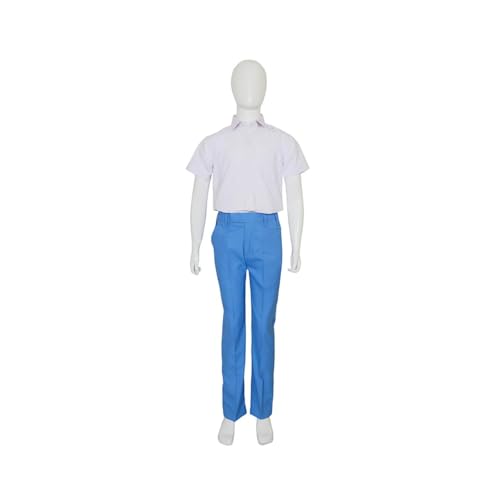 Image of White Cotton Trousers for Kids, Regular Fit